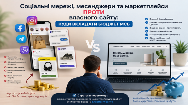 Соціальні мережі, месенджери та маркетплейси проти сайту